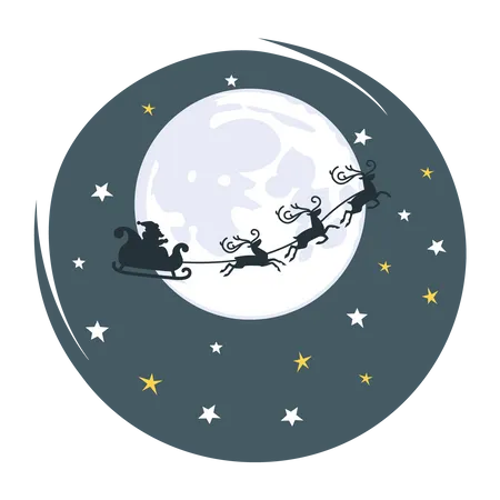 Free Santa flying in sky during Christmas night  Illustration