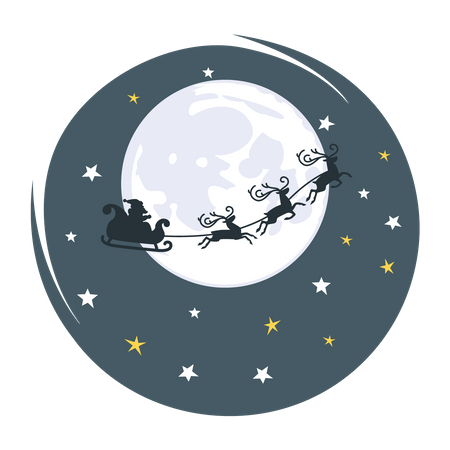 Free Santa flying in sky during Christmas night  일러스트레이션