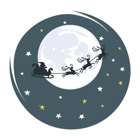 Free Santa volando en el cielo durante la noche de Navidad  Ilustración