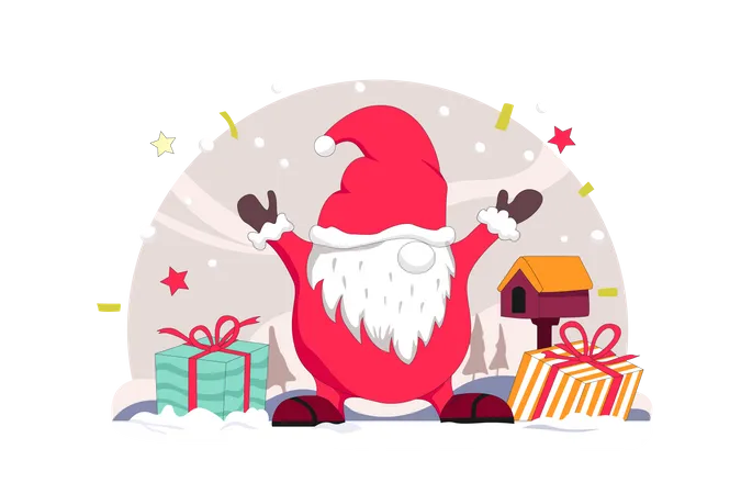 Free Santa with gift  Illustration
