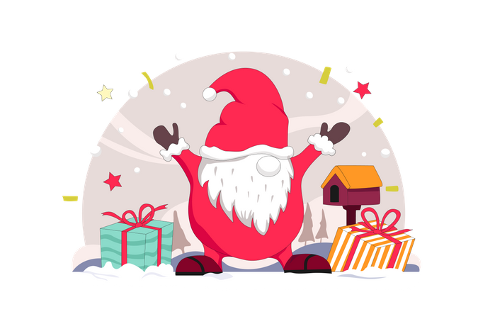 Free Santa with gift  일러스트레이션