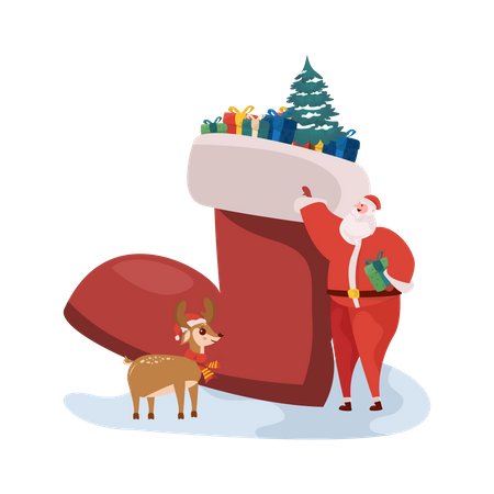Free Santa's Christmas shoes  일러스트레이션