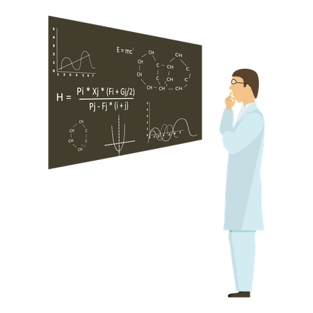 Free Scientist trying to solve scientific sums  Illustration