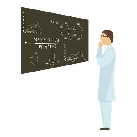 Free Scientist trying to solve scientific sums  Illustration