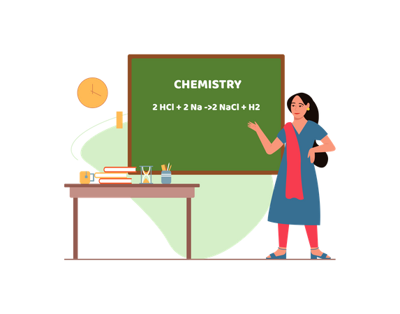 Free Senhora ensinando química na escola  Ilustração