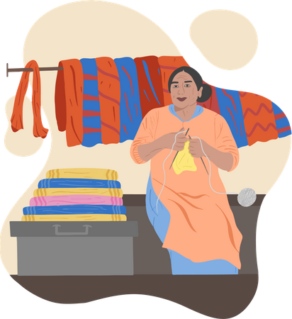 Free Shawl Seller  Illustration