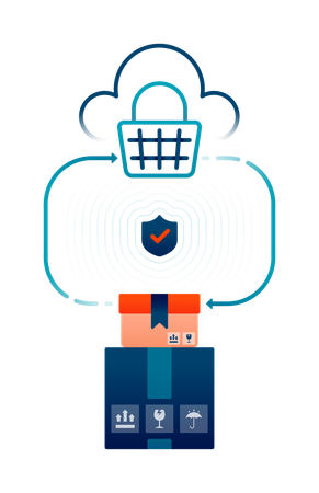 Free Shopping cart and package box protected by data security  Illustration