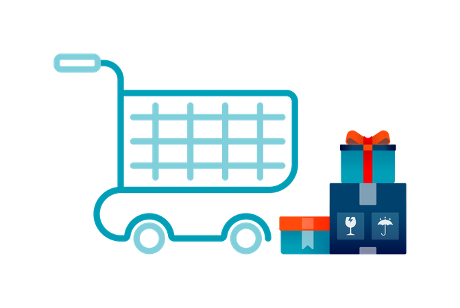 Free Shopping cart for checking out groceries  Illustration