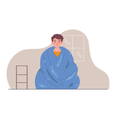 Free Sick man in blanket  イラスト