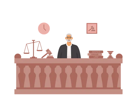 Free Juge assis au tribunal  Illustration