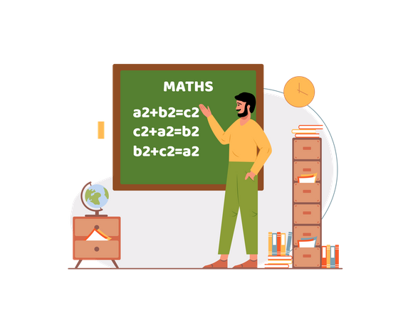 Free Sir teaching maths in the class  Illustration