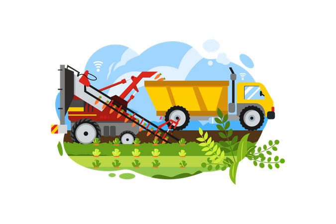 Free Smart farming using automatic cultivator system  Illustration