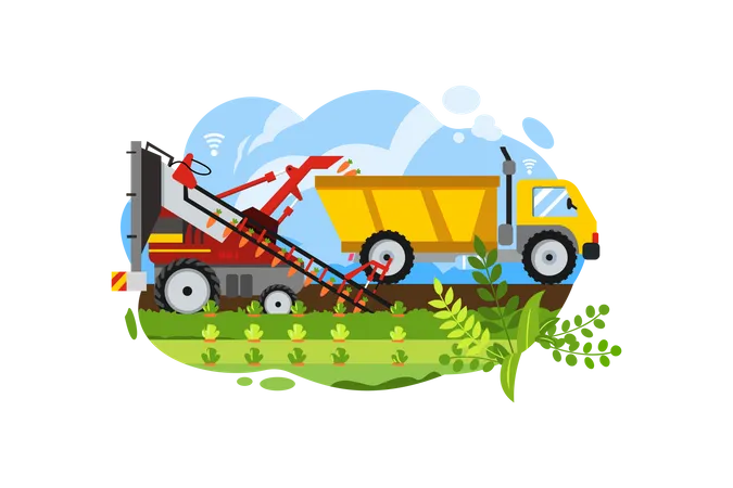 Free Smart farming using automatic cultivator system  일러스트레이션
