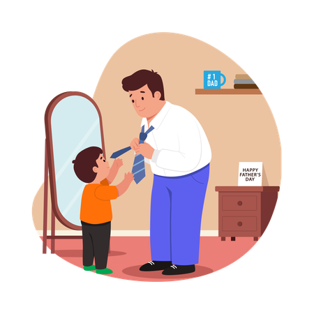 Free Son Tying father's Tie  Illustration