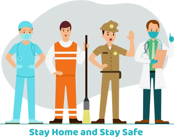 Free Stay Home and Stay safe  Illustration