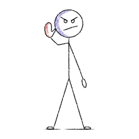 Free Stickman showing stop sign  イラスト