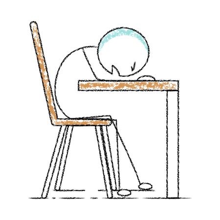 Free Stickman sleeping on desk  일러스트레이션