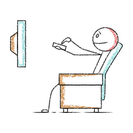 Free Stickman watching TV  Illustration