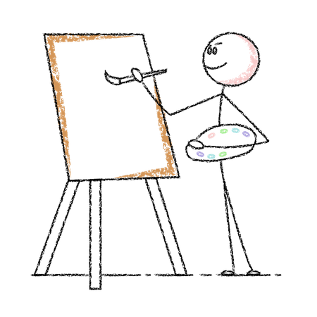 Free Strichmännchen-Gemälde auf Leinwand  Illustration