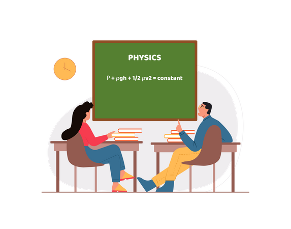 Free Studenten studieren Physik im Klassenzimmer  Illustration