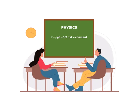 Free Students studying physics in classroom  Illustration