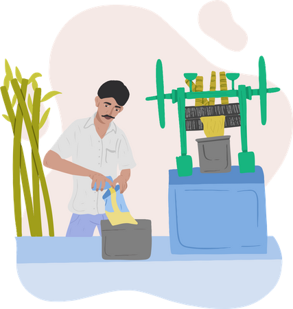 Free Sugarcane Juice Seller  Illustration