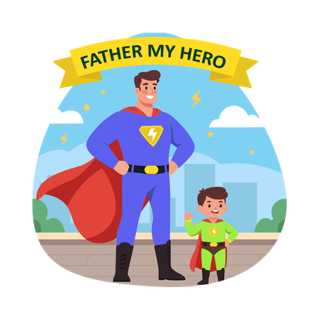 Free Super papa avec super fils  Illustration