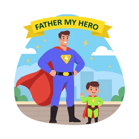 Free Super papa avec super fils  Illustration