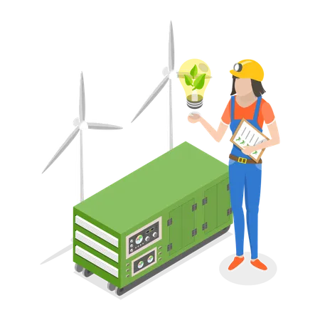 Free 3 D Isometric Flat Vector Illustration Of Sustainable Energy Source Power Plants Item 2 Illustration