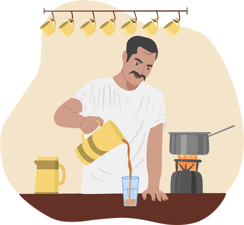 Free Tea Stall  Illustration
