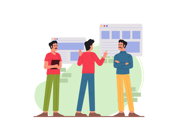 Free Team discussing on website development  Illustration