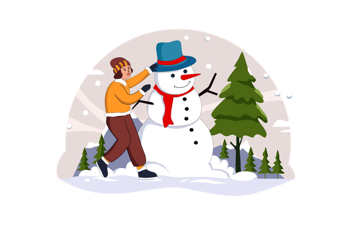 Free The Girl and the Snowman  Illustration