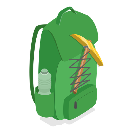 Free Traveller bag along with camping equipment  Illustration