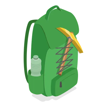 Free Traveller bag along with camping equipment  Illustration