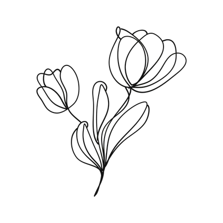 Free Minimalist Aesthetic Flower Tulip Doodle Print For Home Decor Illustration