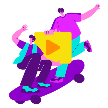Free Two Boys Making collaboration content  Illustration
