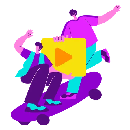 Free Two Boys Making collaboration content  Illustration