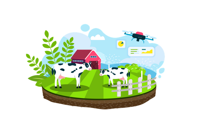 Free Un agriculteur utilise un drone pour surveiller sa ferme  Illustration
