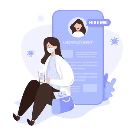 Free Illustration About Pandemic Impact With A Woman Jobless For Webpages Or Mobile Ui Concept Illustration