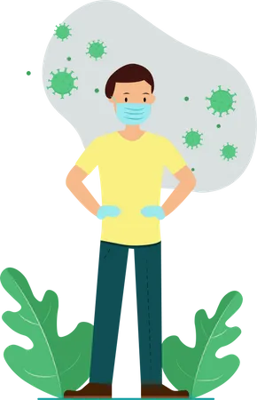 Free Use mascarilla y guantes siempre para detener la transmisión del virus corona  Ilustración