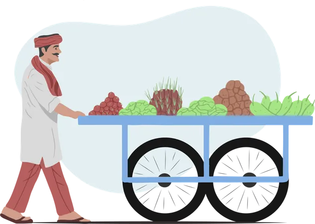 Free Vegetable Vendor  Illustration