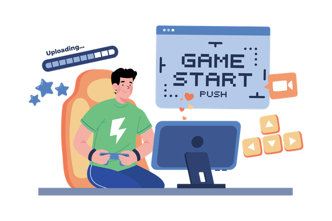Free Video Game Streamer Plays Video Games Live  Illustration
