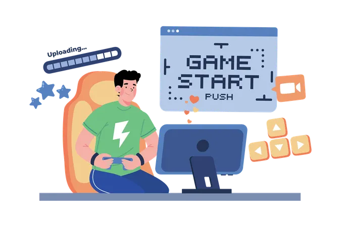 Free Video Game Streamer Plays Video Games Live  Illustration
