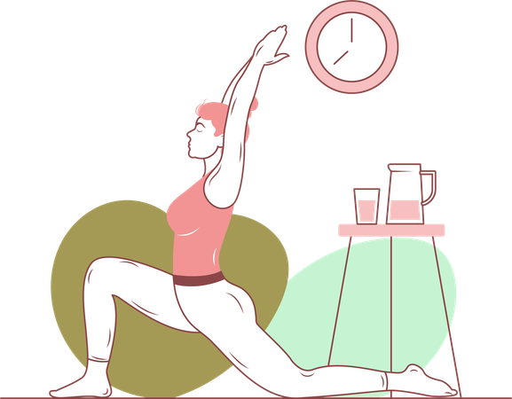 Free Warrior-1 Yoga Pose  Illustration