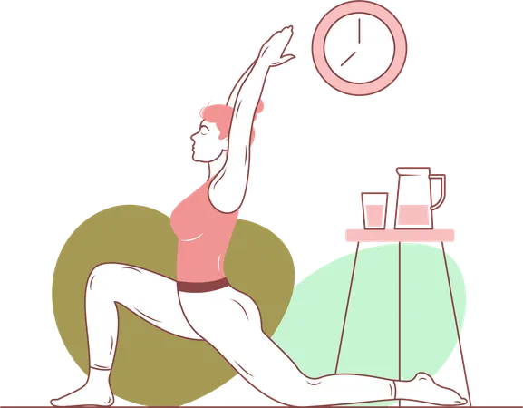 Free Warrior-1 Yoga Pose  Illustration