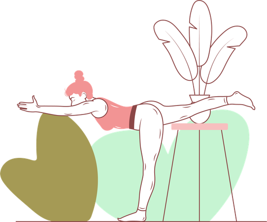 Free Warrior-3 Yoga Pose  Illustration