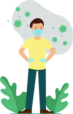 Free Wear Mask And Gloves always for stop corona virus transmission  Illustration