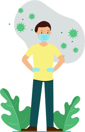 Free Wear Mask And Gloves always for stop corona virus transmission  イラスト
