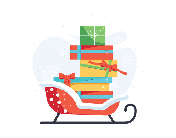 Free Weihnachtsgeschenke auf dem Schlitten  Illustration