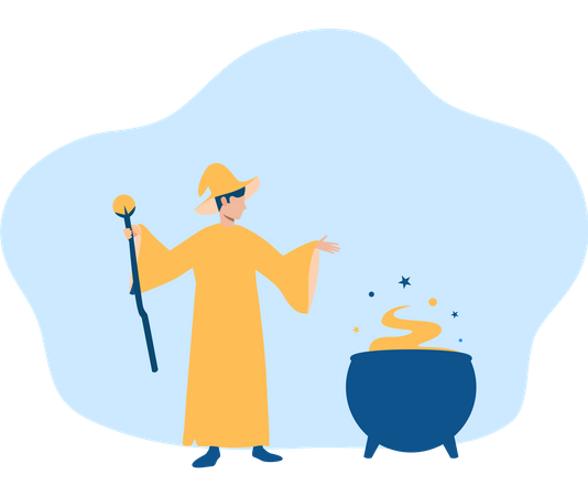 Free Wizard preparing for dark magic  Illustration